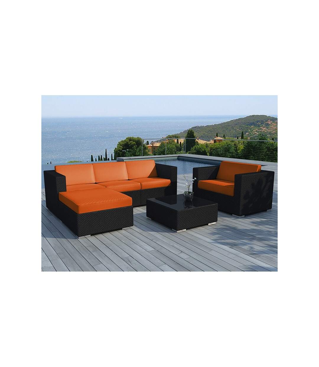 Paris Prix - Salon De Jardin En Résine valentino Orange & Noir