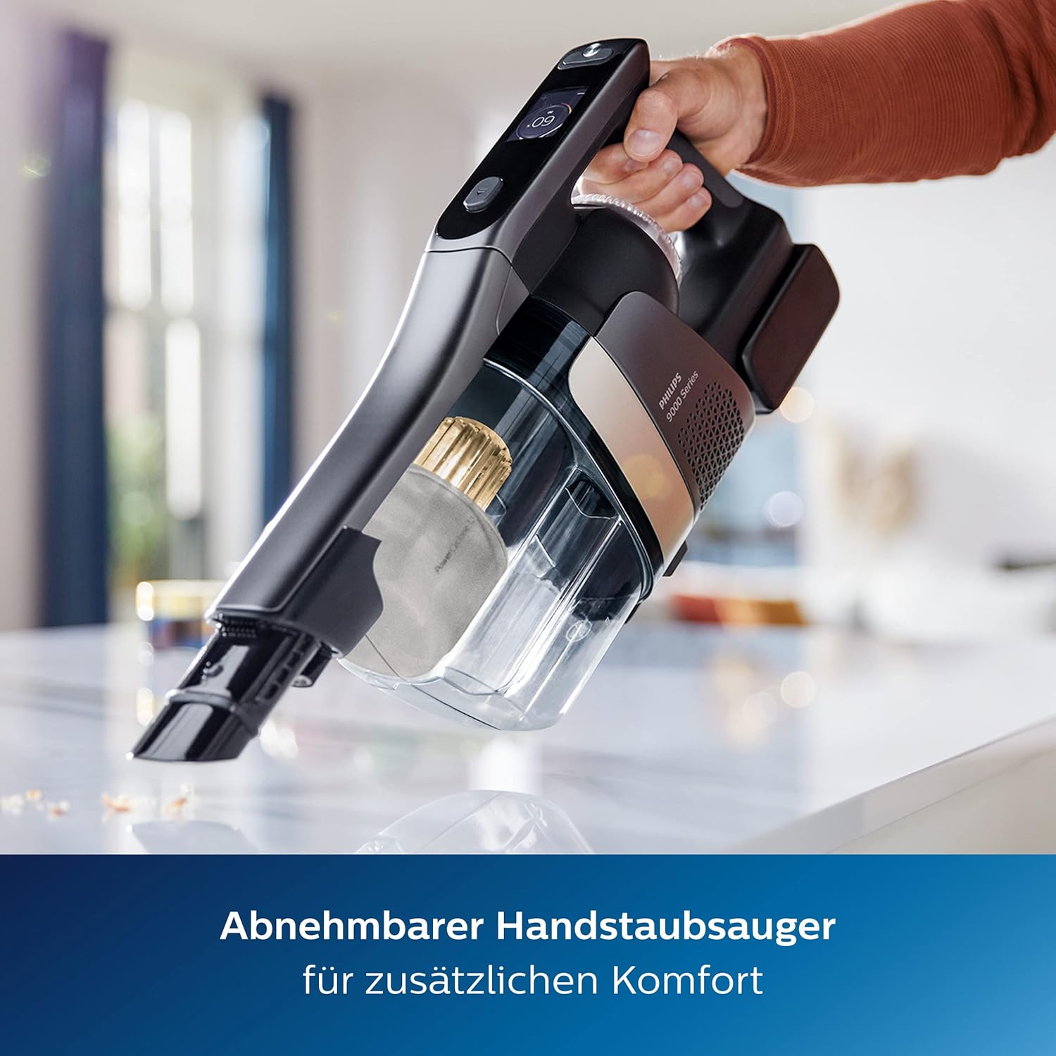 Philips 9000 Series AquaTrio Schnurloser Nass & Trockensauger - Staubsaugen und schnelles Bodenwischer, entfernt Staub, Schmutz und Flecken in einem Zug, bis zu 45 Minuten Betriebszeit* (XW9383/01)