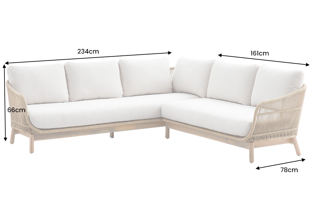 Outdoor Garten Sitzgruppe BALI ROPE 235cm beige natur Akazienholz Aluminium Kissen