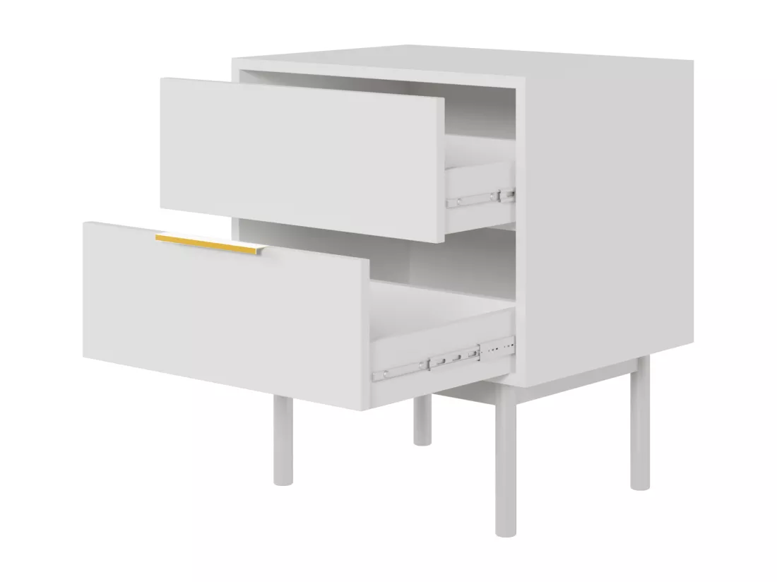 Table de chevet avec 2 tiroirs - 54 cm - blanc- VIVIARO