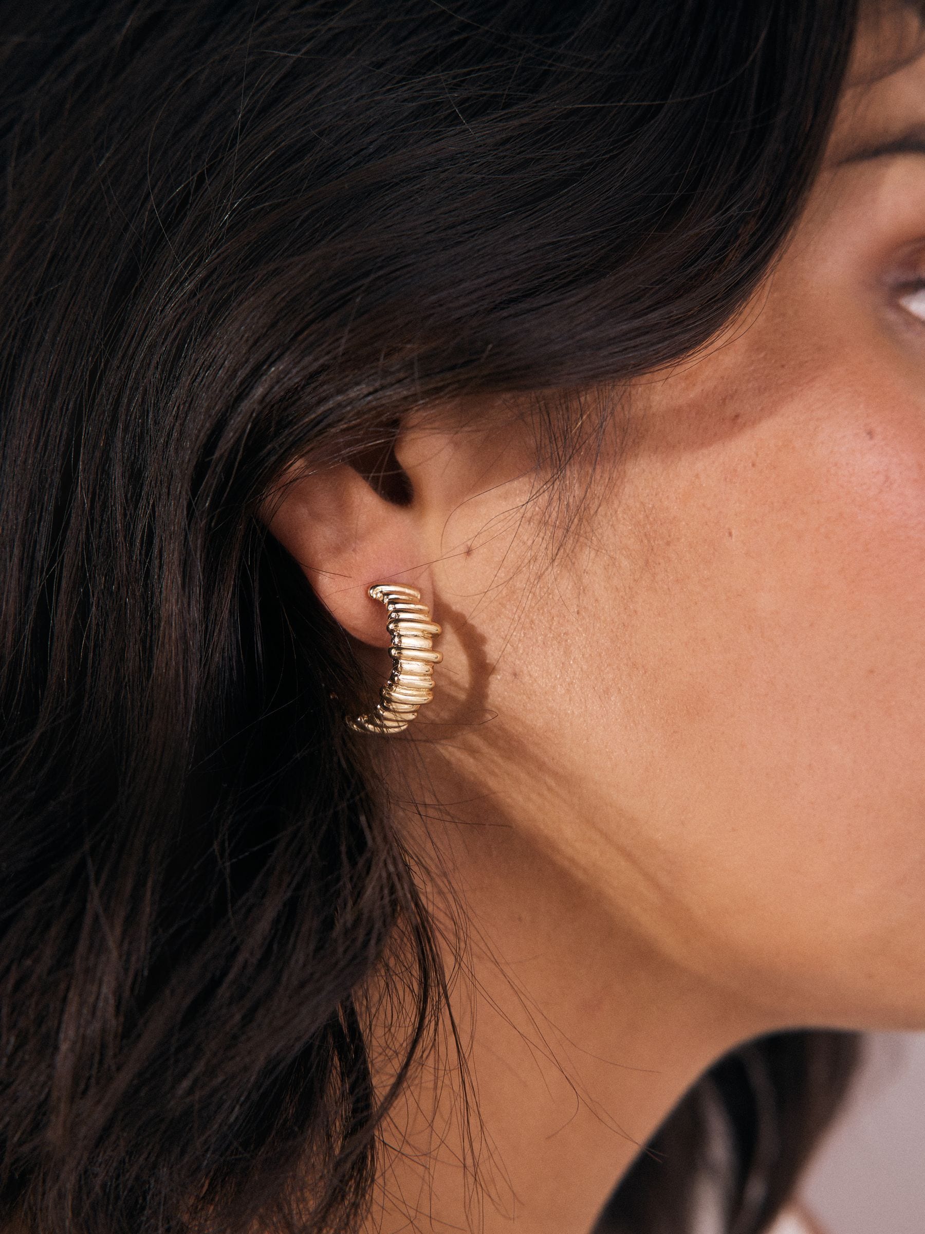 Goudkleurig - Ridged Hoop Earrings