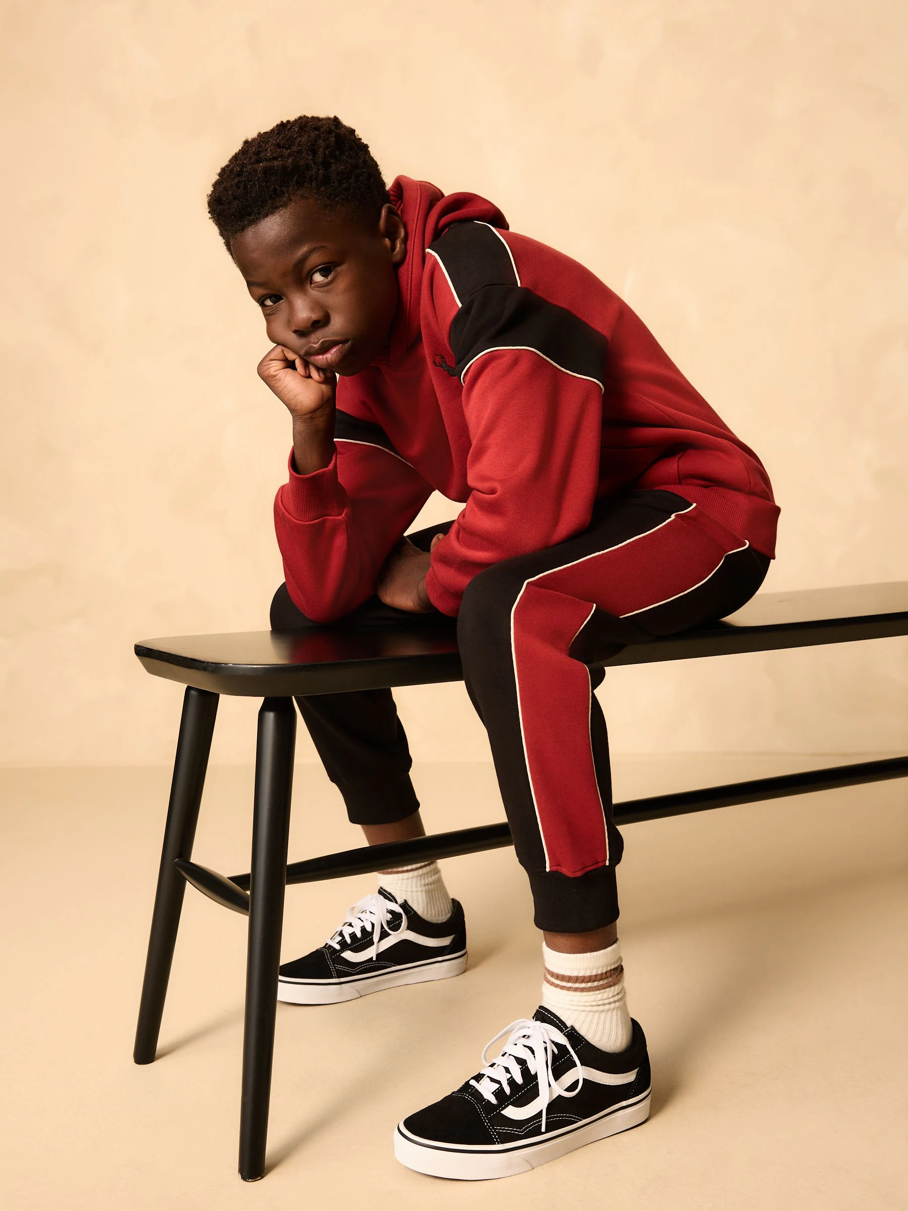 Zwart/rood - Colourblock Hoodie Set