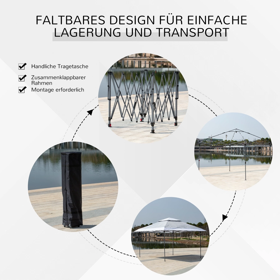 Outsunny Pop-Up-Pavillon zusammenfaltbar grau, weiß