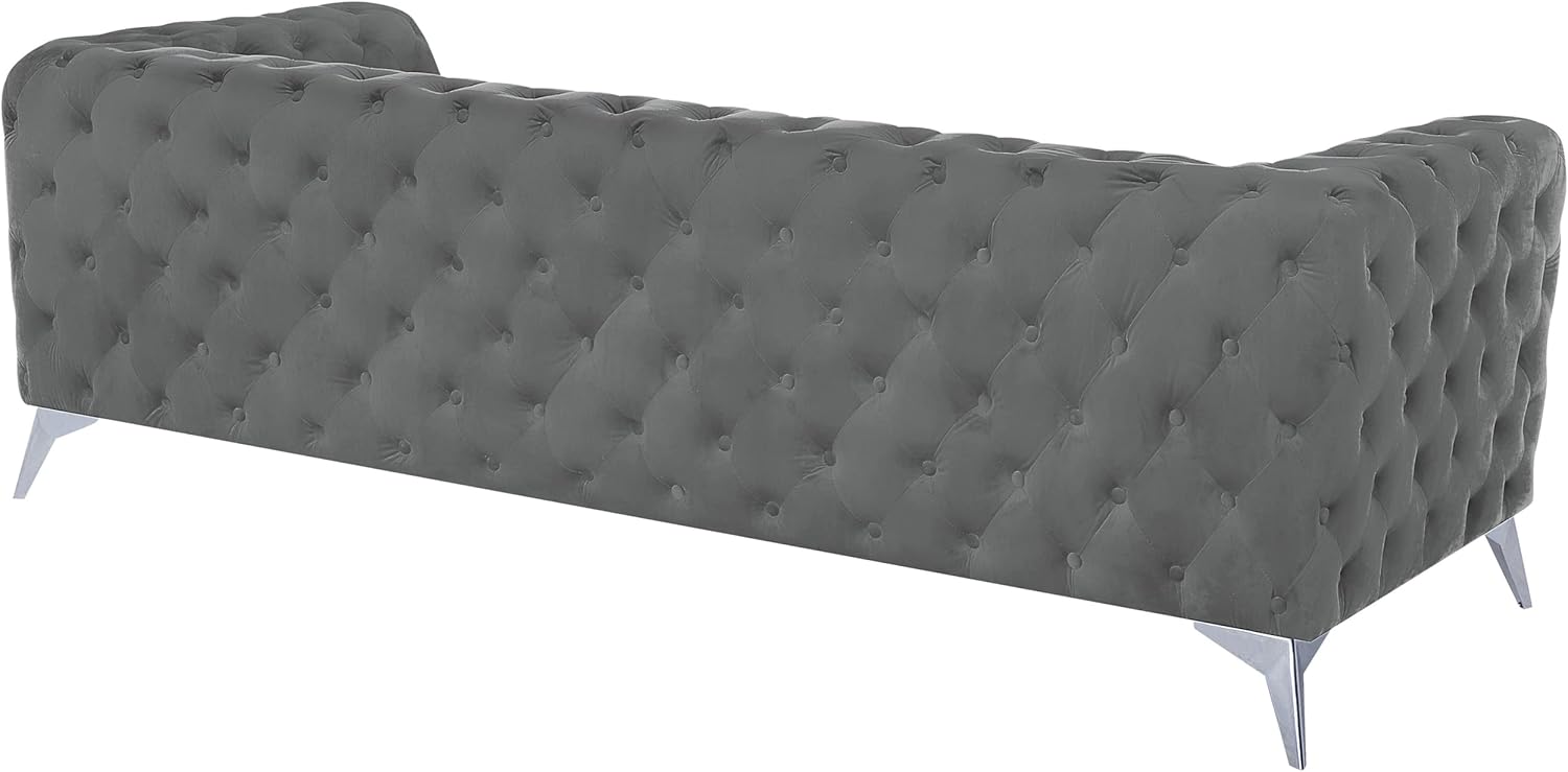 Klassisches Polstersofa Samtstoff Chesterfield Style grau Sotra