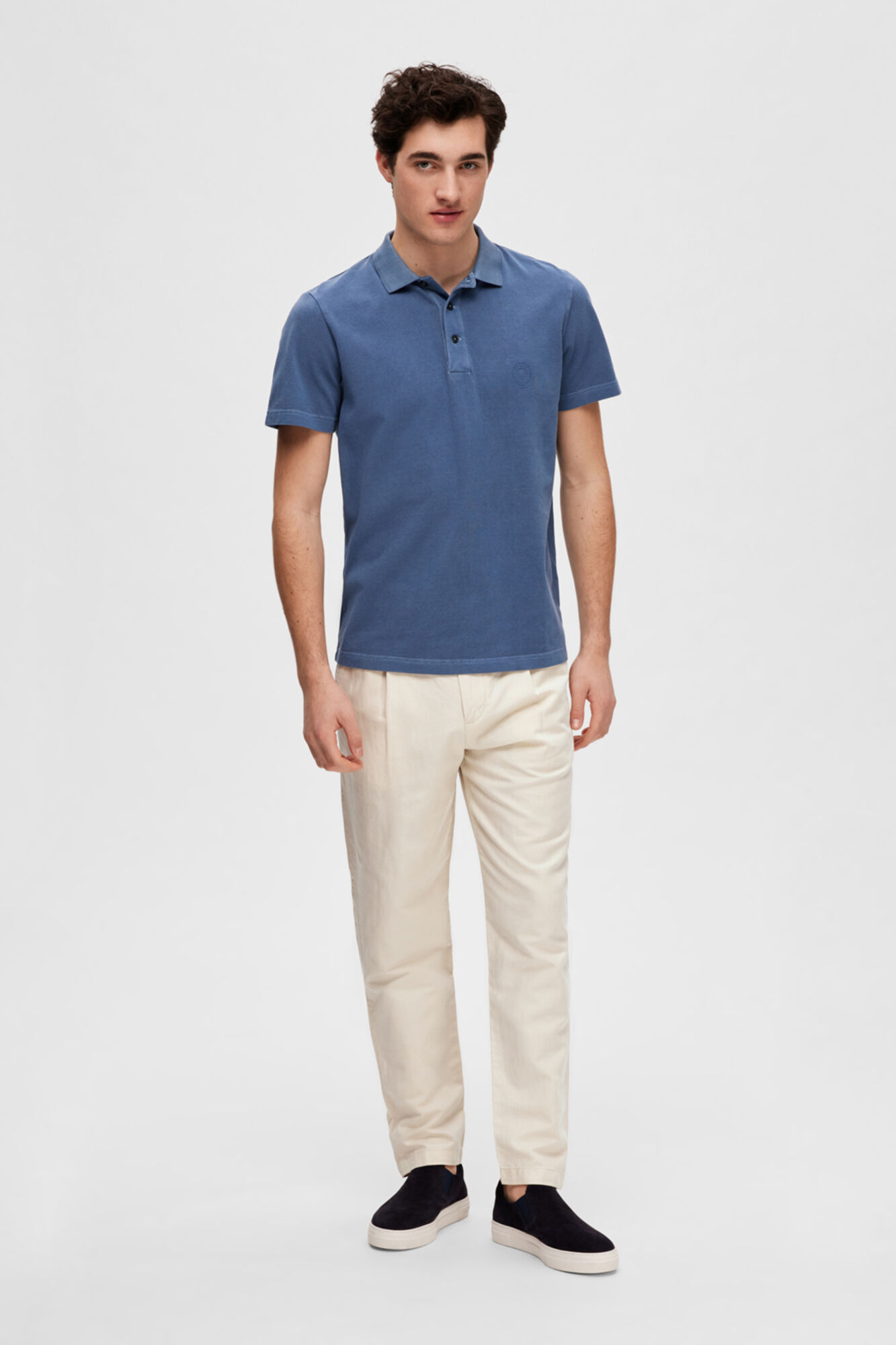 Camisa polo de manga curta, 100% algodão orgânico. - Azul