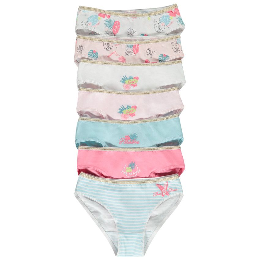 Lot de 7 culottes en jersey imprimé fantaisie pour fille - Blanc