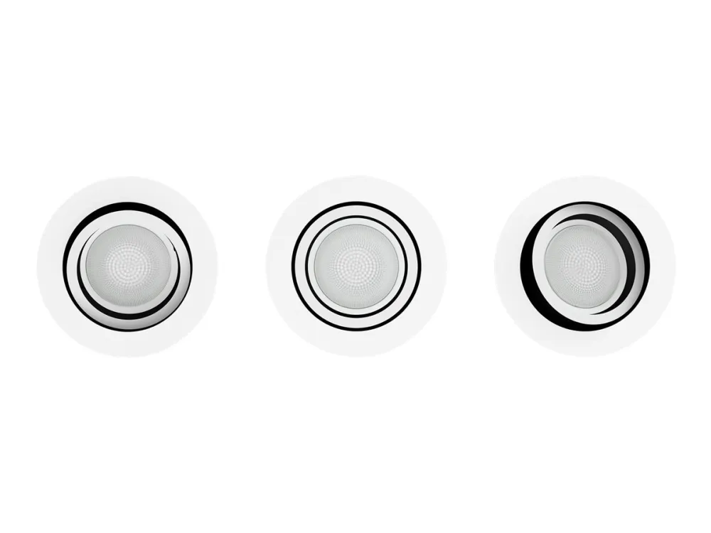 Philips Hue White and Color Ambiance Centura - Indlejret spotlys - LED-spot lyspære - GU10 - 5.7 W - klasse G - 16 millioner farver/varmt hvidt til koldt hvidt lys - 2000-6500 K - aluminium (pakke med 3)