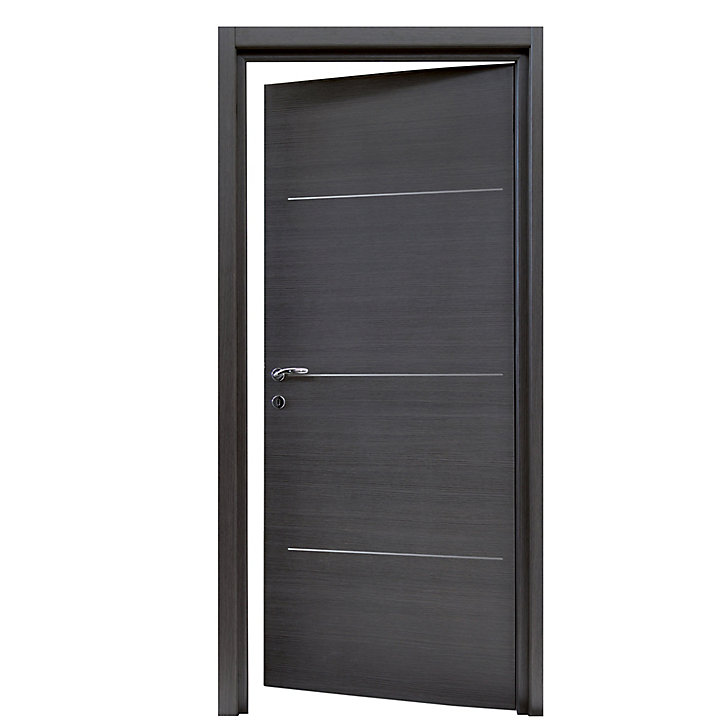 Bloc-porte Triaconta gris H.204 x l.83 cm, poussant droit