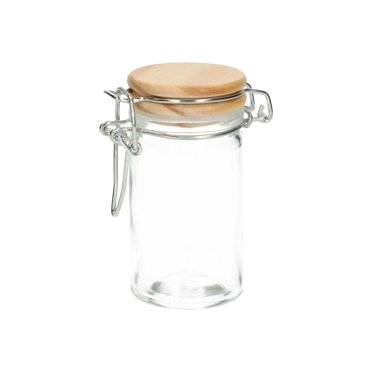 Beugelpotje met houten dop, glas, 90 ml