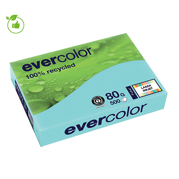 Papier couleur Evercolor Clairefontaine bleu A4 80g, 5 ramettes de 500 feuilles
