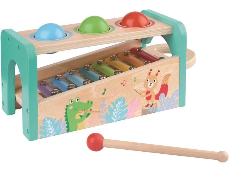 Spielba Holzspielwaren Musikspielzeug Hammerspiel mit Xylof Hammerspiel mit ausziehbarem Xylofon