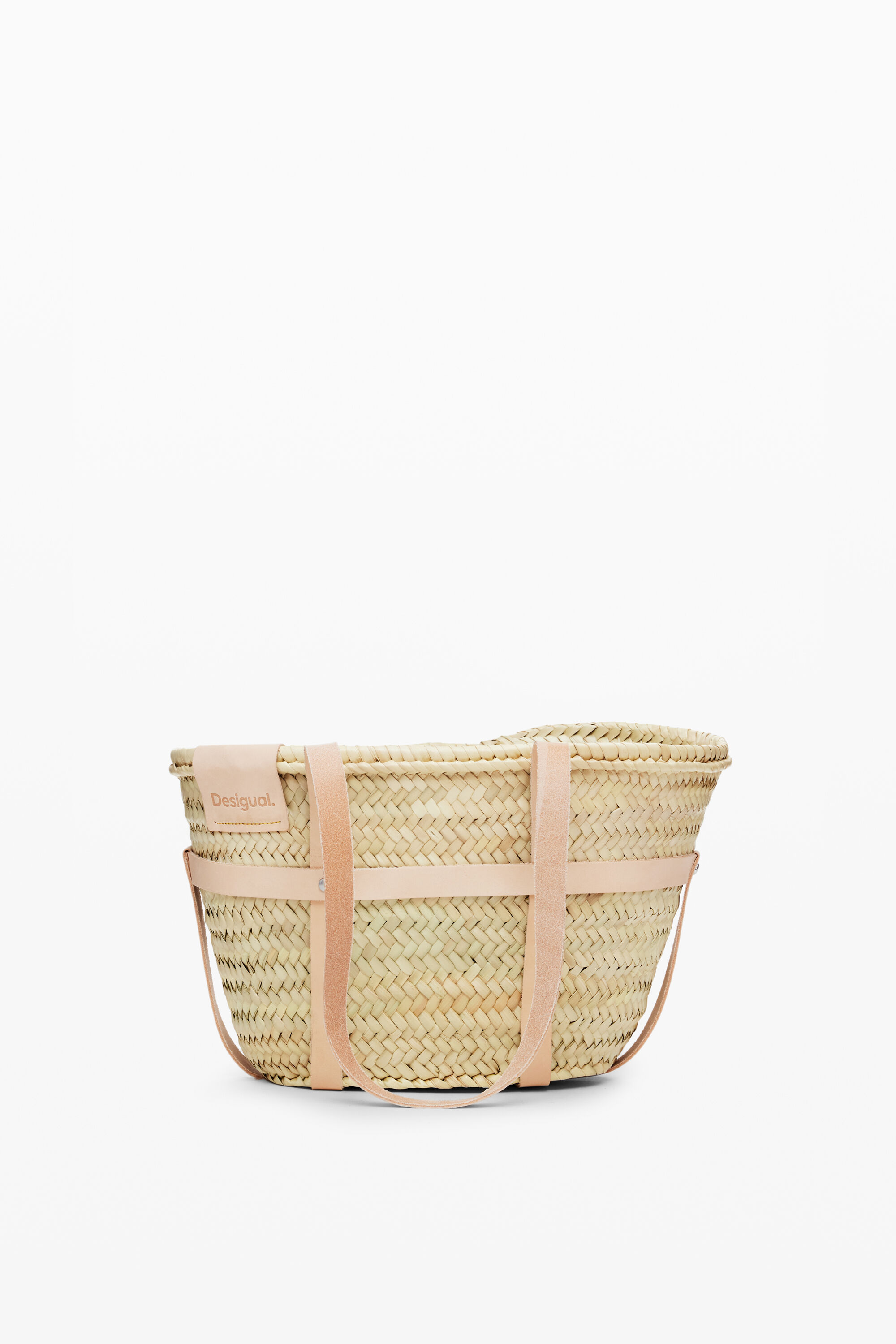 Cesta de vime S em couro