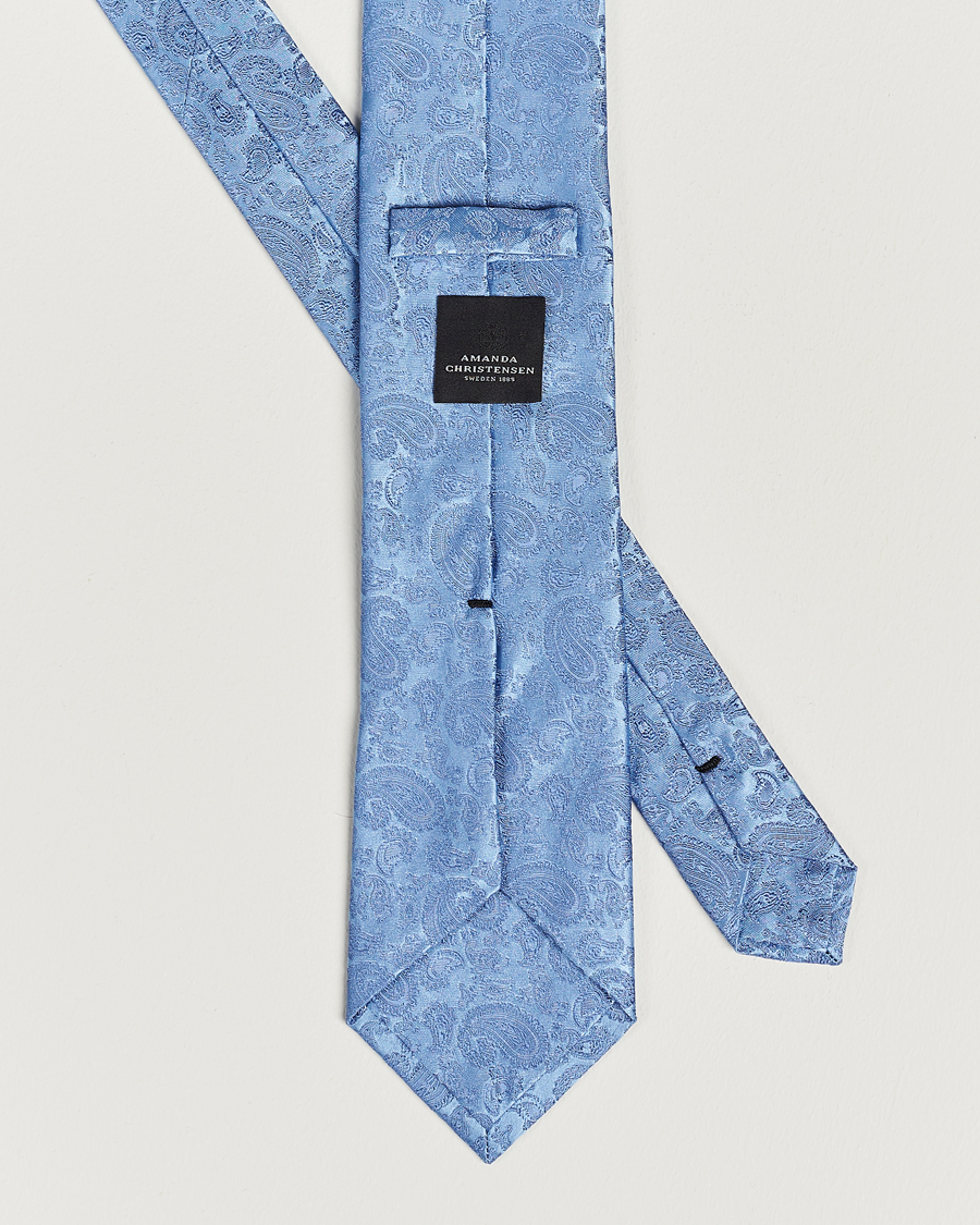 Amanda Christensen Silk Tonal Paisley Tie 8 cm Sky Blue