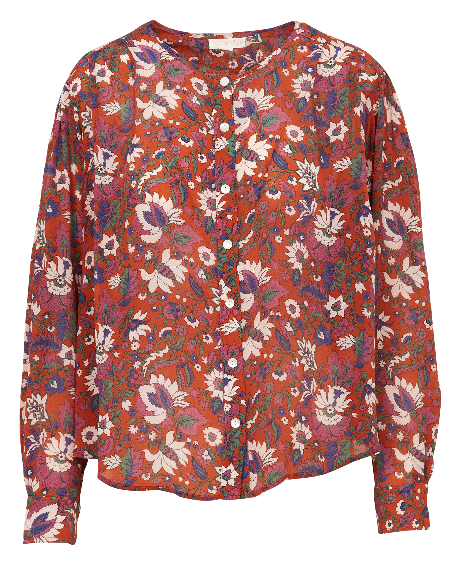 BERNA - Blouse fluide col rond à imprimé | Orange