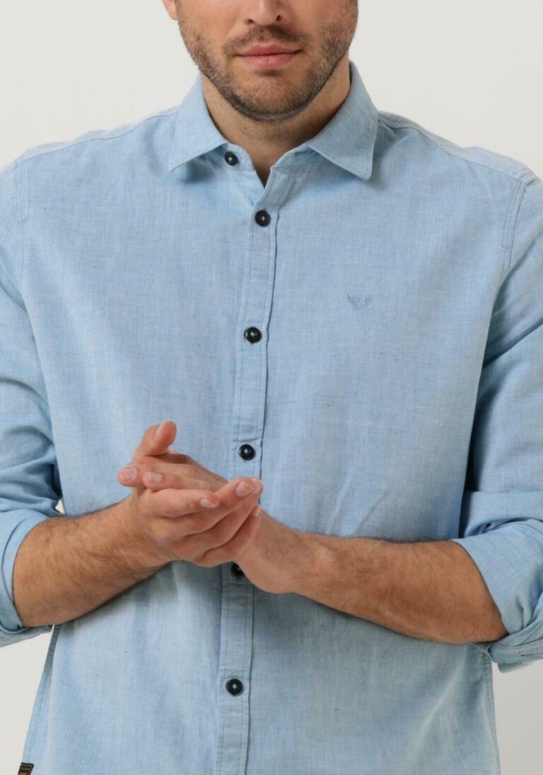 PME LEGEND lichtblauwe pme legend casual overhemd long sleeve shirt ctn/linen 2 tone