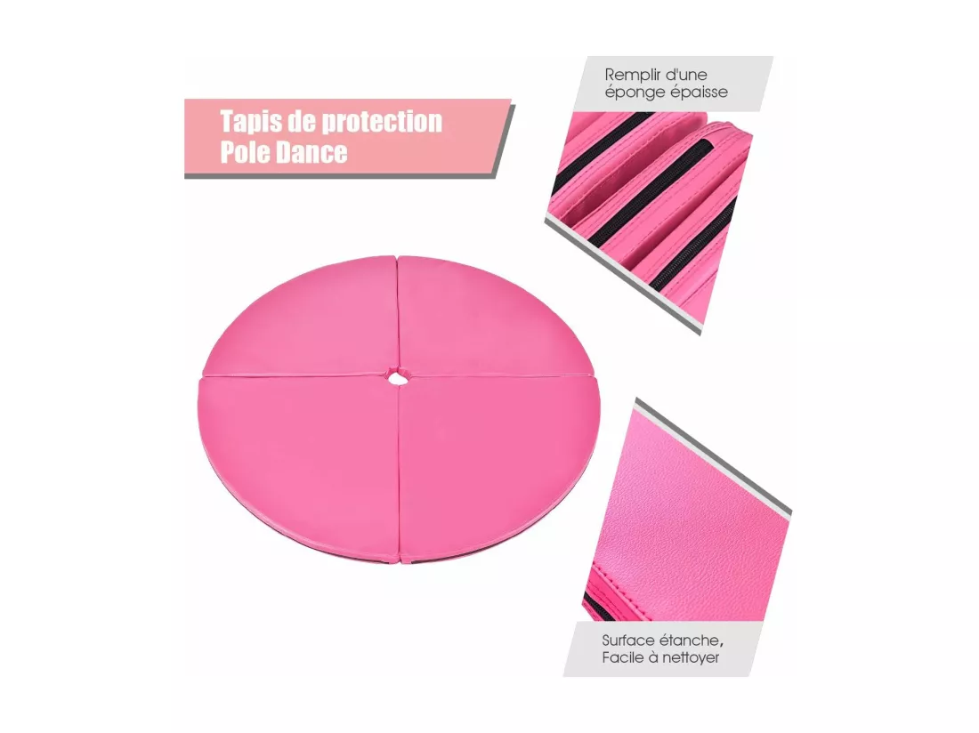 Crash Pad / Mat Tapis de Protection de Pole Dance Epaisseur 5CM,Tapis pour Dance Diamètre 150CM 4 Morceaux Pliables en EPE