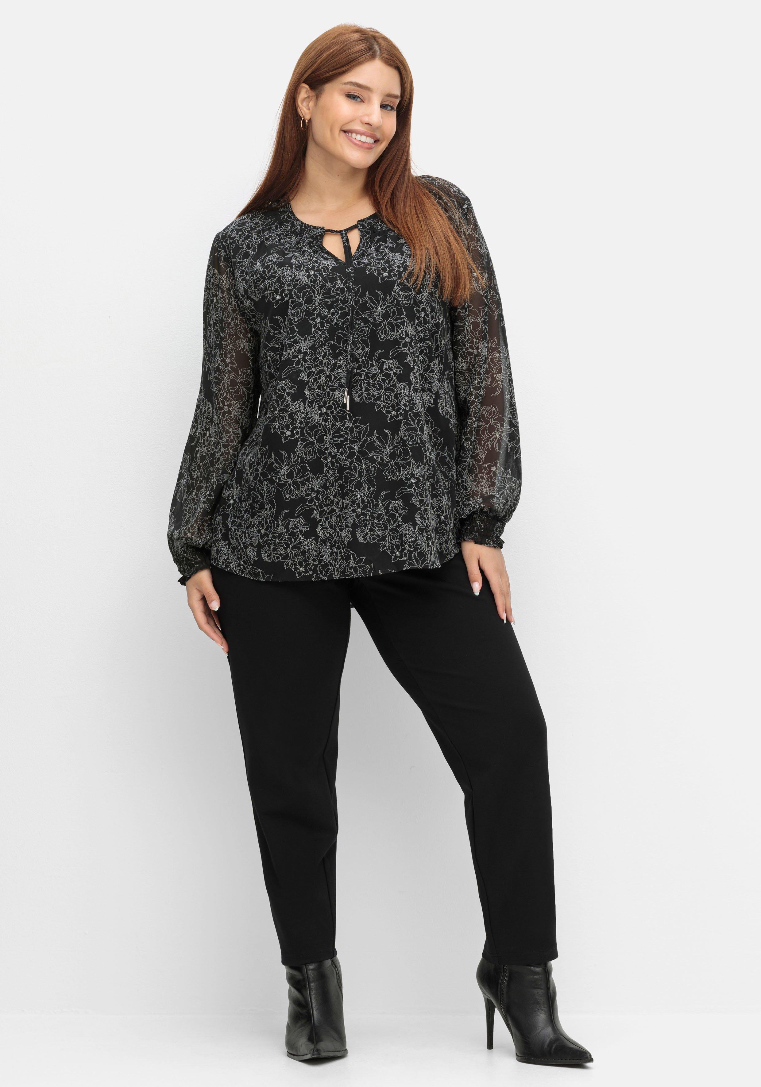 Chiffontunika in Petite Passform, mit Blumenprint