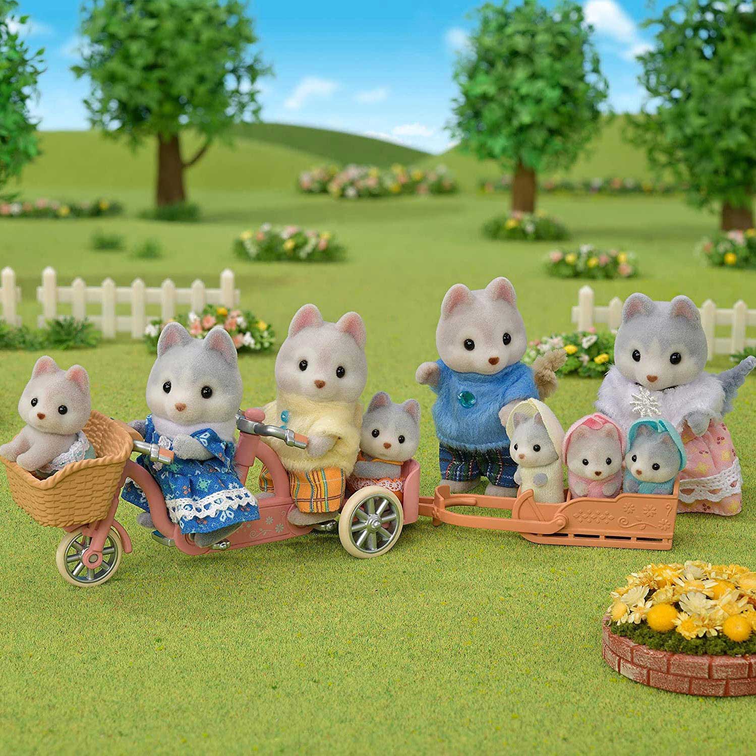 Sylvanian Families 5637 Tandem Fiets Set- Husky Zus en Broer