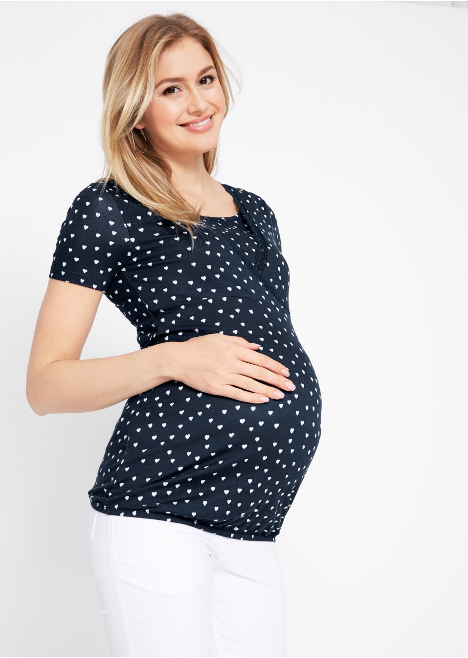T-shirt de grossesse/d'allaitement avec dentelle