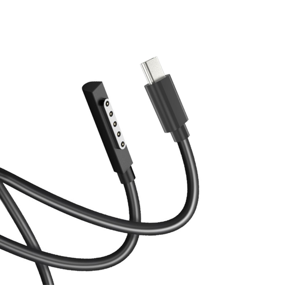 (1.5m) 65W USB C auf Microsoft Surface RT / Pro 1 / 2 Magnetisches Ladekabel PD - Schwarz