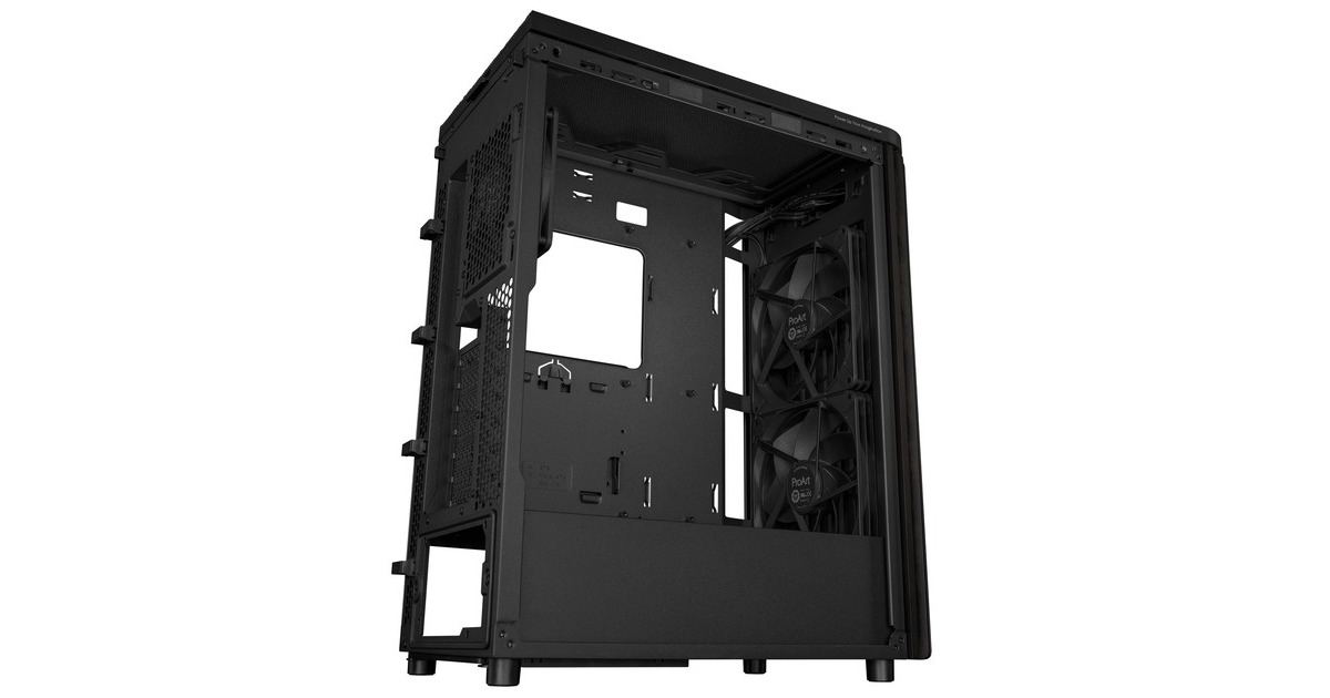 ASUSProArt PA401 Wood Edition - Tempered Glass Panel midi tower behuizing  (Zwart | 2x USB-A | 1x USB-C | Tempered Glass)