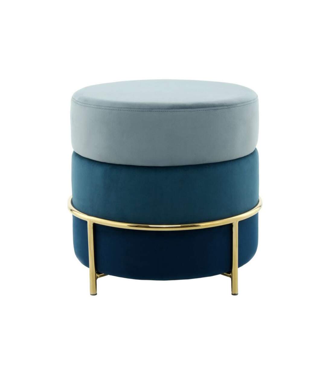 Paris Prix - Pouf Rond Design En Velours matilda 48cm Bleu