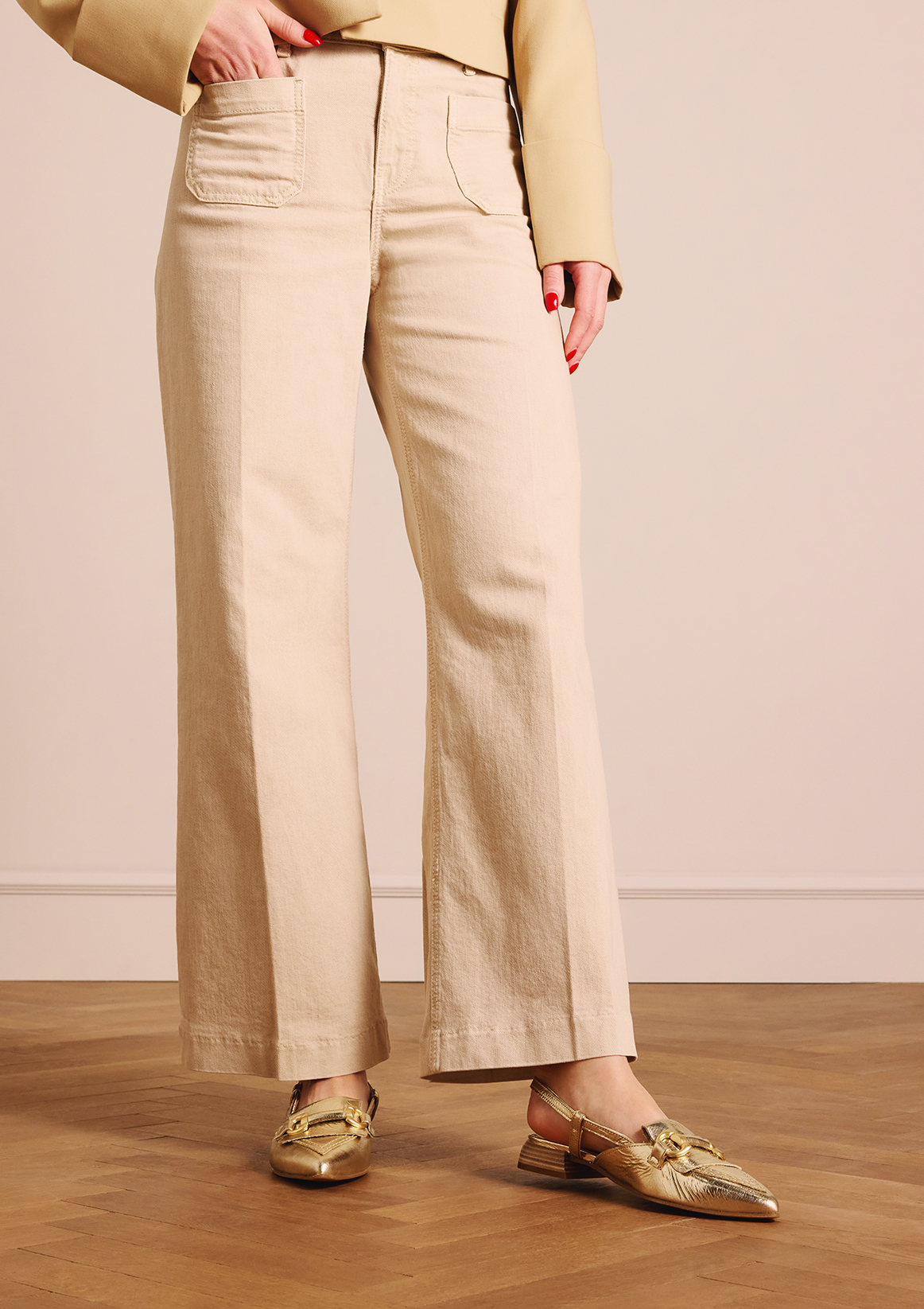Gouden leren slingbacks met bandje