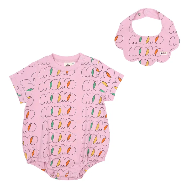 Jelly Mallow Ensemble Barboteuse et Bavoir Momo | Rose