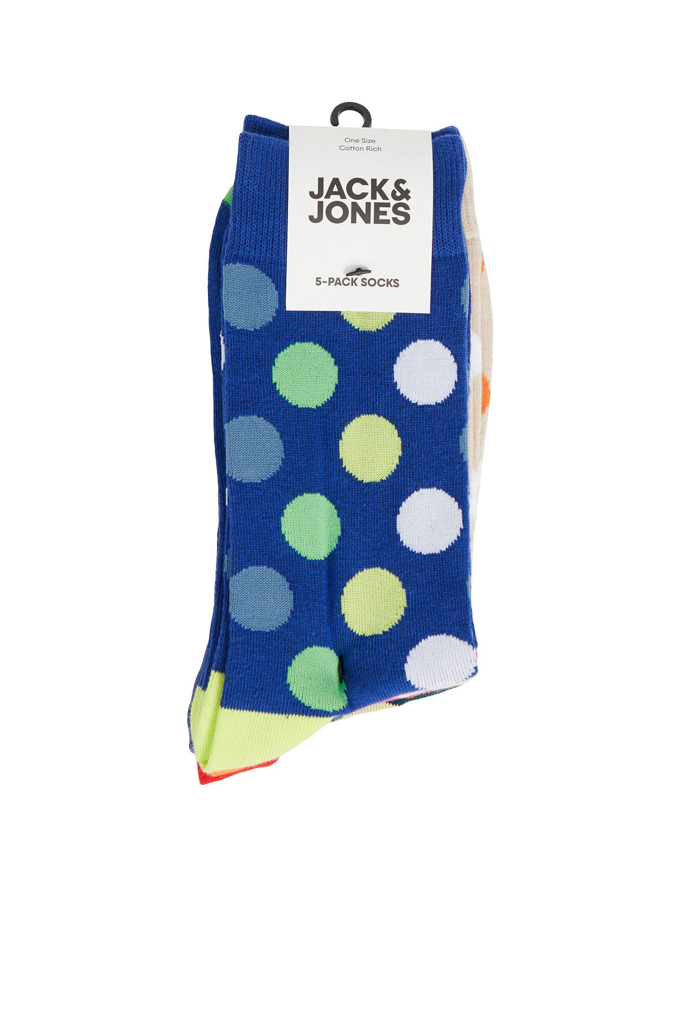 Pacote com 5 pares de meias altas com estampa de bolinhas coloridas