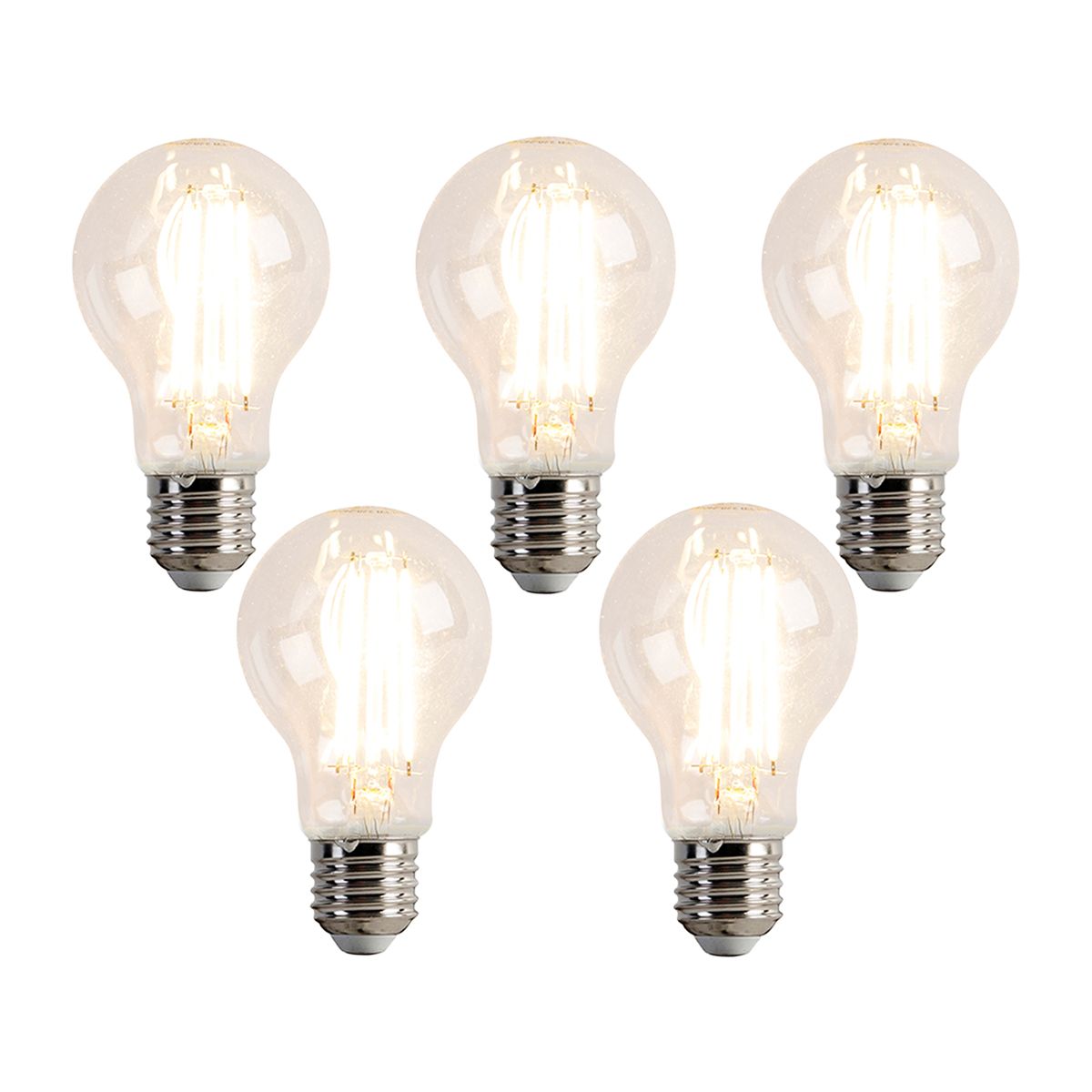 Set van 5 E27 dimbare LED lampen A60 7W 780 lm 2700K