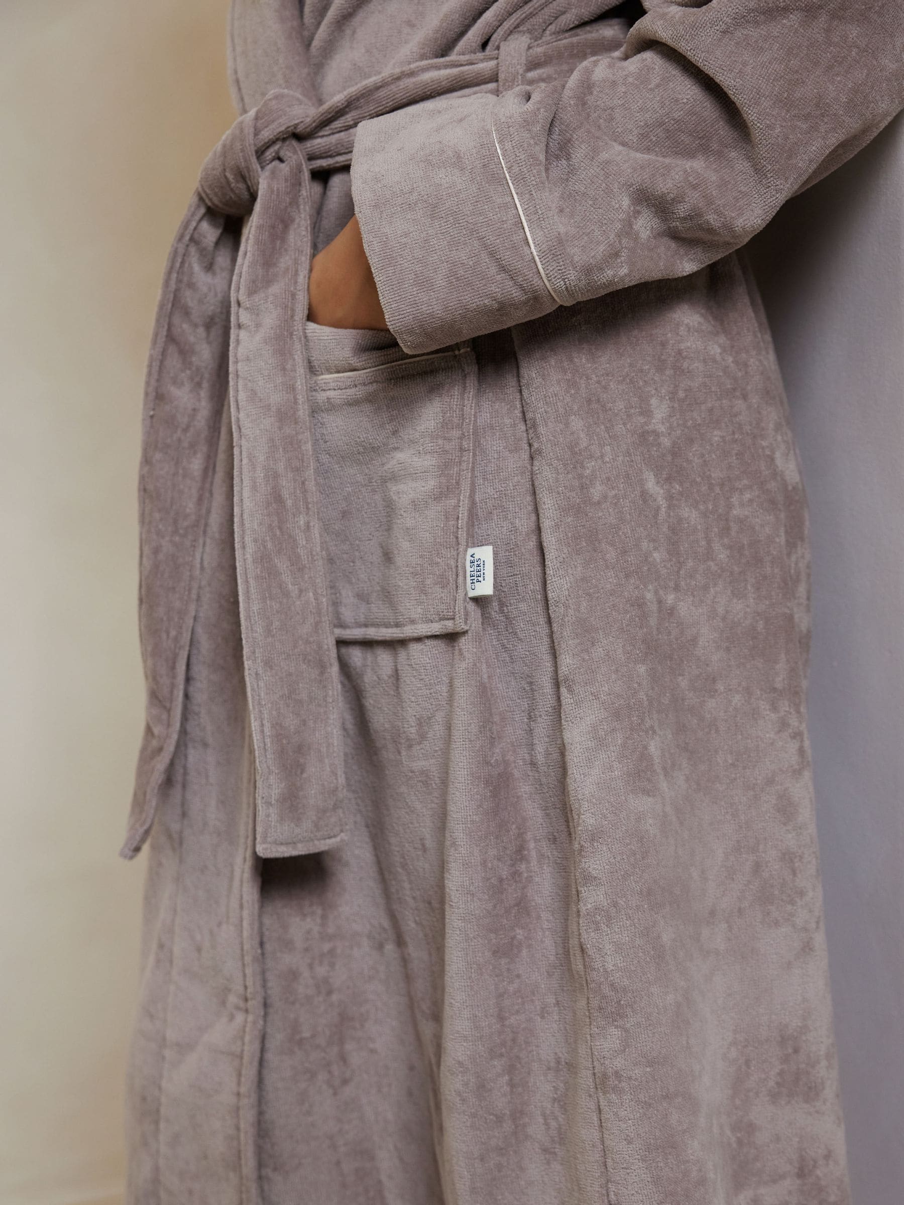 Licht beige - Chelsea Peers 100% Cotton Towelling Dressing Gown