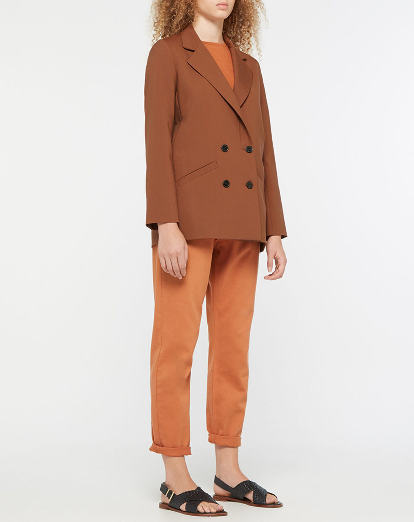 Galeries Lafayette Blazer croisé en Laine mélangée Celeste marron