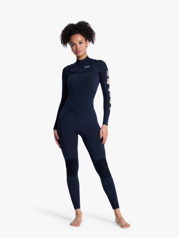 3/2 Swell Natural Combinaison de surf zip poitrine Noir Femme