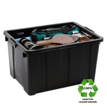 IRIS Powerbox Robuust Opbergbox - 68L - 100% Recycled Kunststof - Zwart - Set van 3