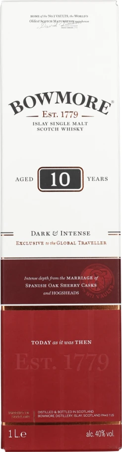 BOWMORE 10 YEARS SINGLE MALT DARK & INTENSE 1LTR