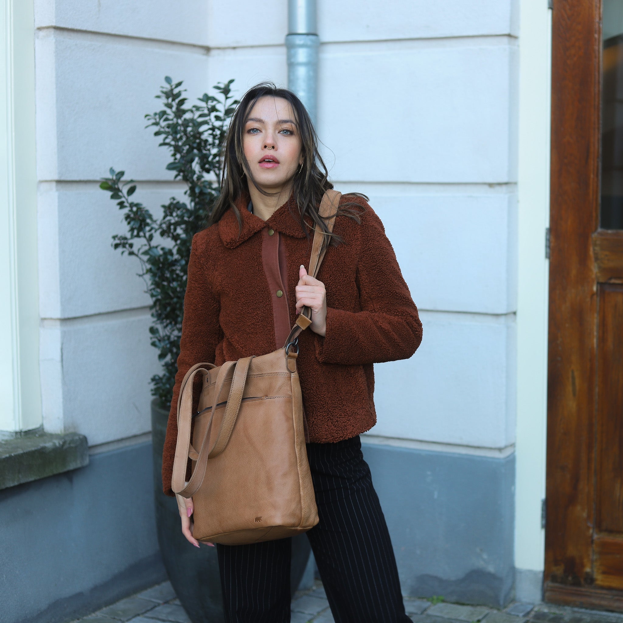 Hand-/schoudertas 'Loesie' cognac Cognac