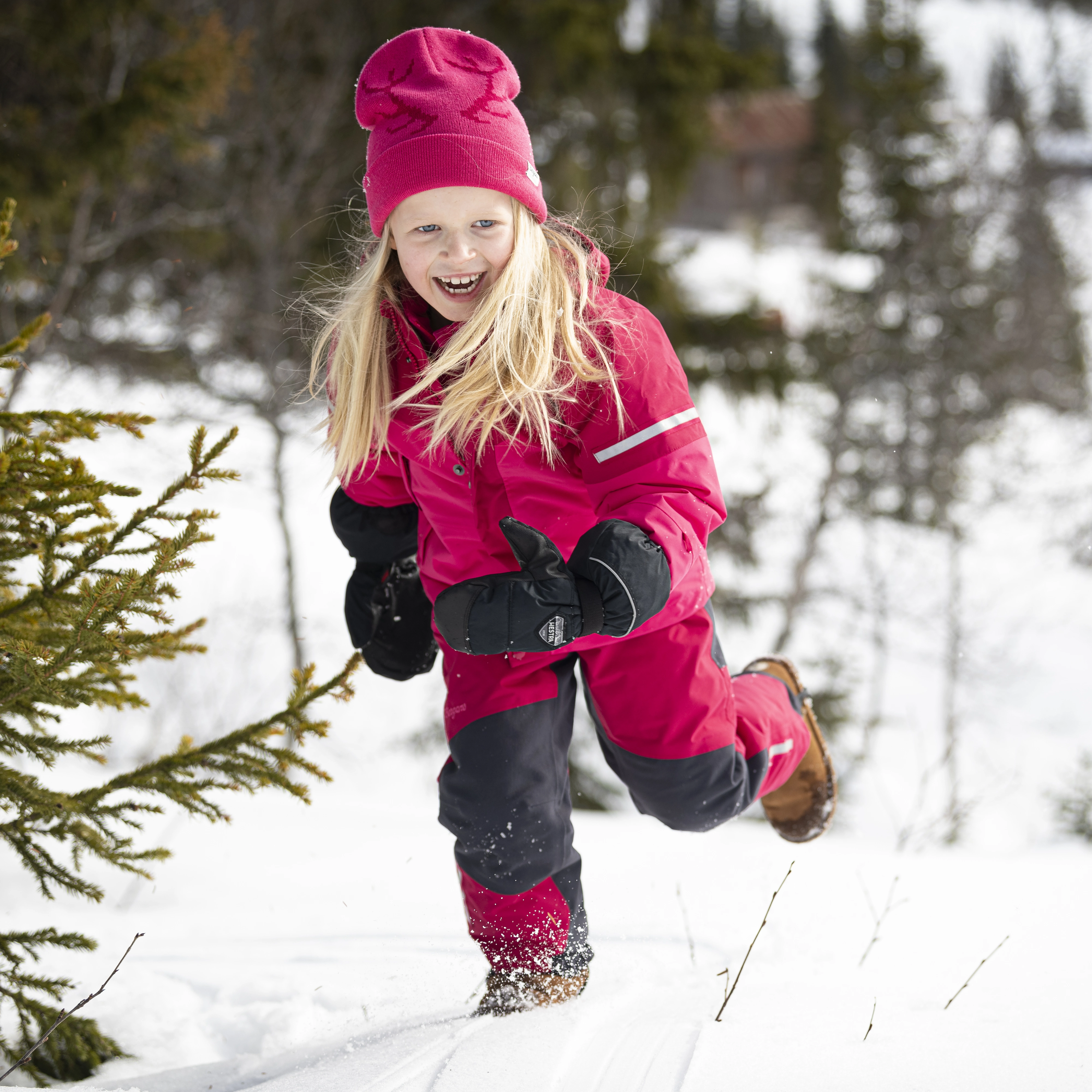 Lilletind Insulated Kids Pants Raspberry Red / Dark Shadow Grey