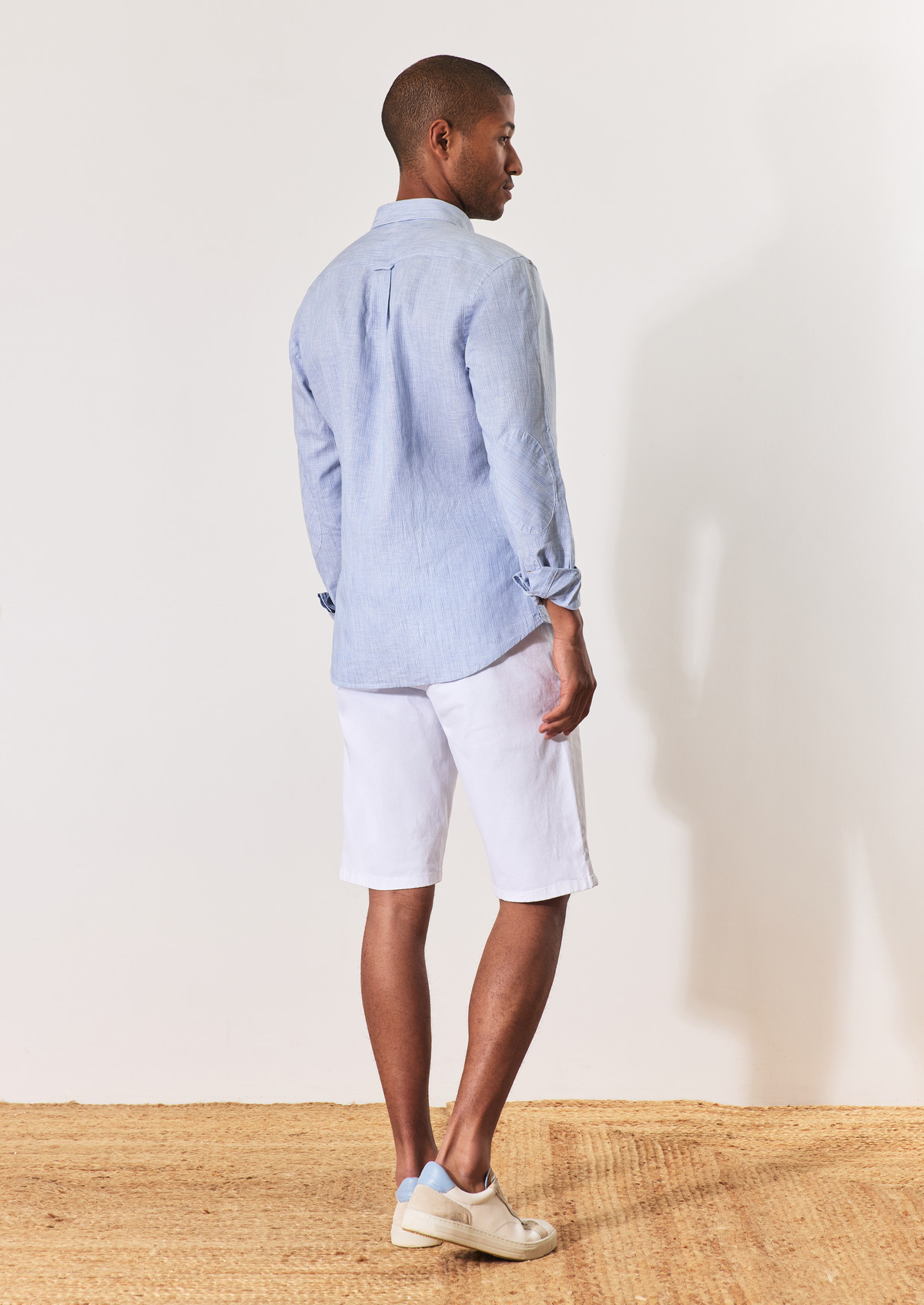 Bermuda en coton stretch uni blanc