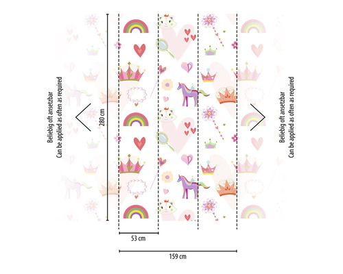 Vliesbehang 39193-1 De Muur II Kinderprinses Wit Roze 3-delige set 159 x 280 cm