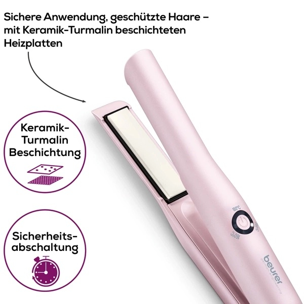 HS 20 Akku Haarglätter Kabelloses Glätteisen für Unterwegs (59331) - Roségold