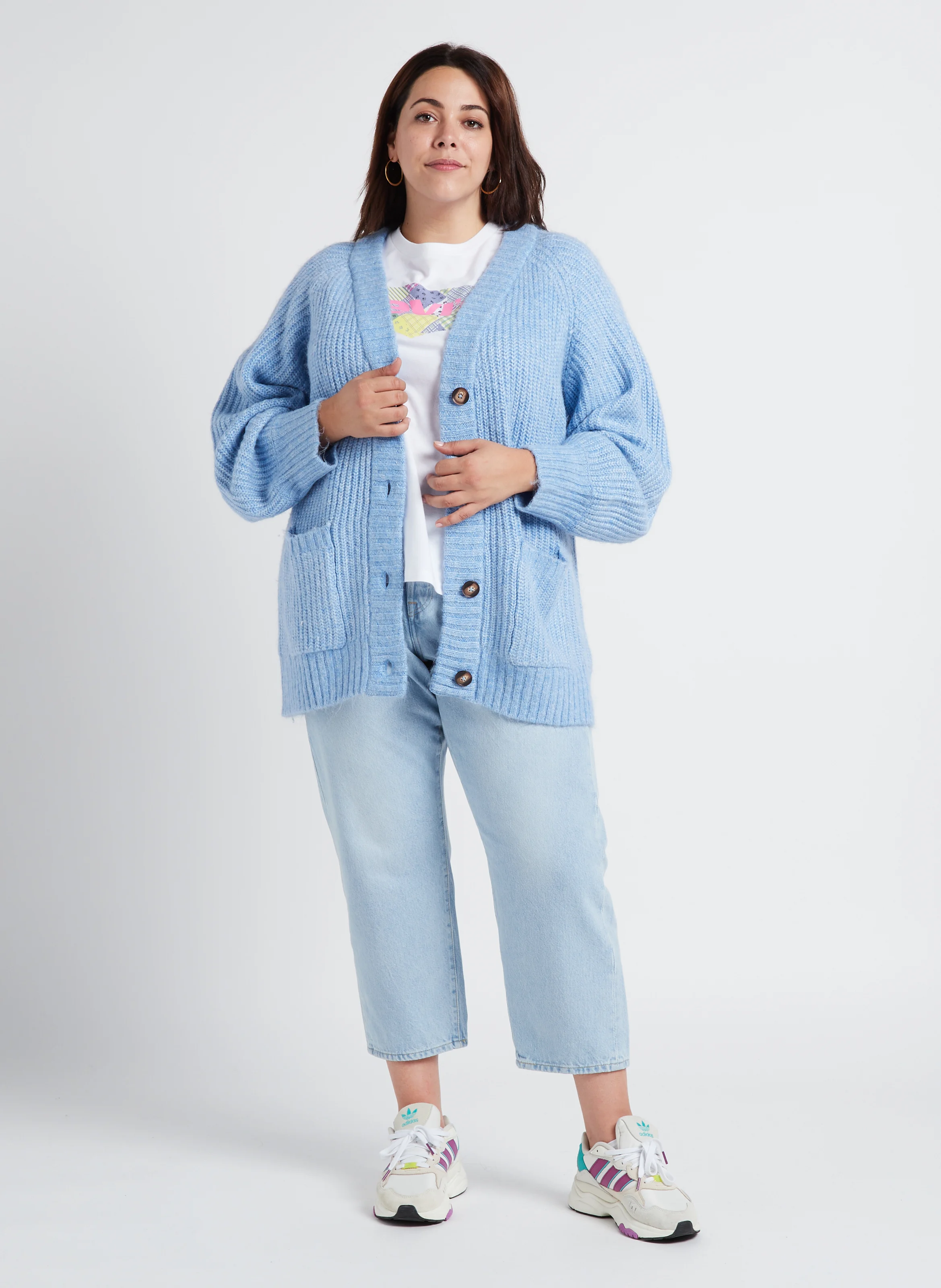 PL 501CROP - Jean droit taille haute en coton | Jean Délavé