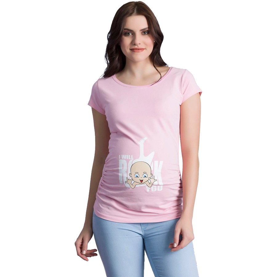 M.M.C. Umstandsshirt I Will Rock You mit Motiv Rosa