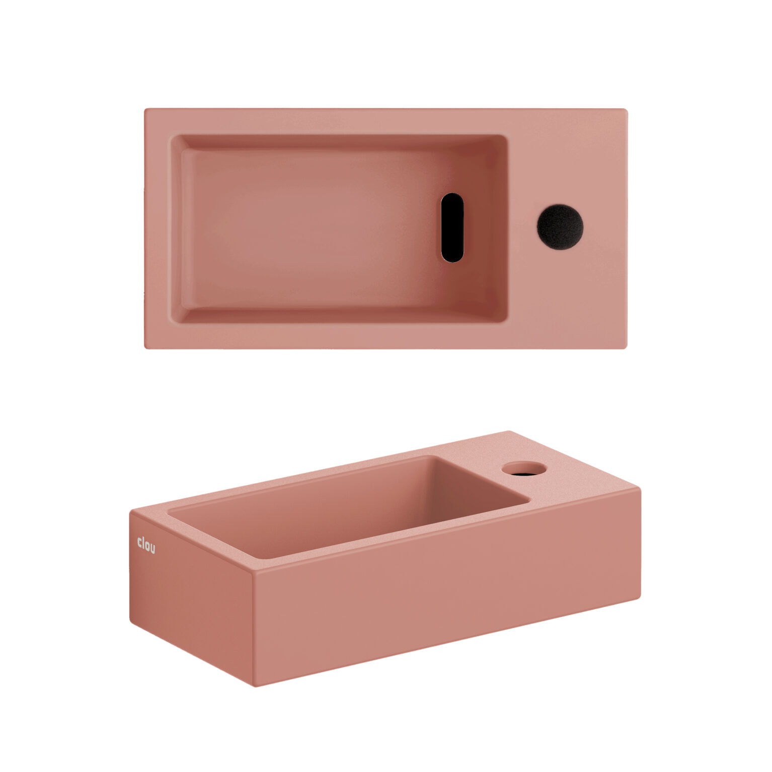 Clou Flush 3 keramische fontein 36cm met kraangat rechts roze mat