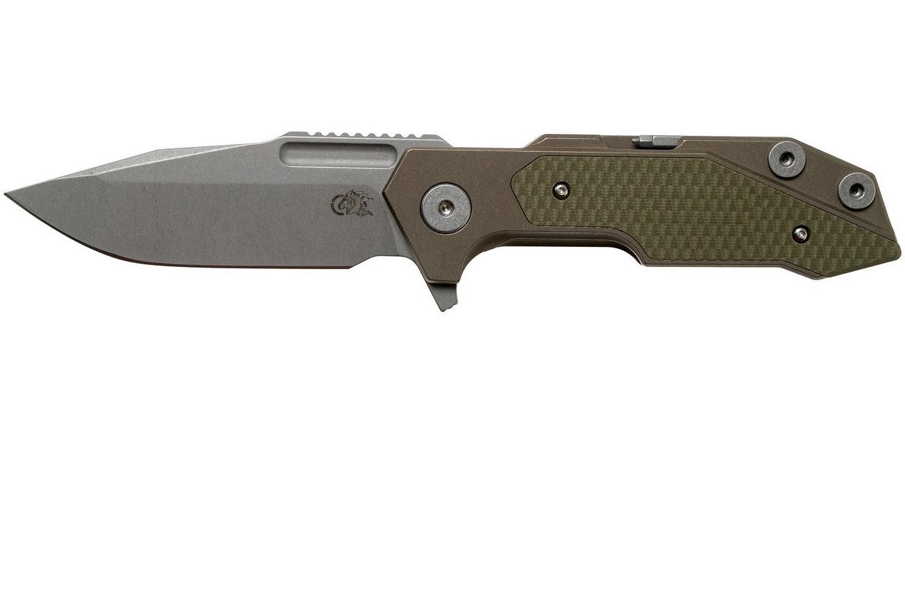 Rick Hinderer Fulltrack Spanto S35VN Working Finish, Battle Bronze, OD Green G10 zakmes