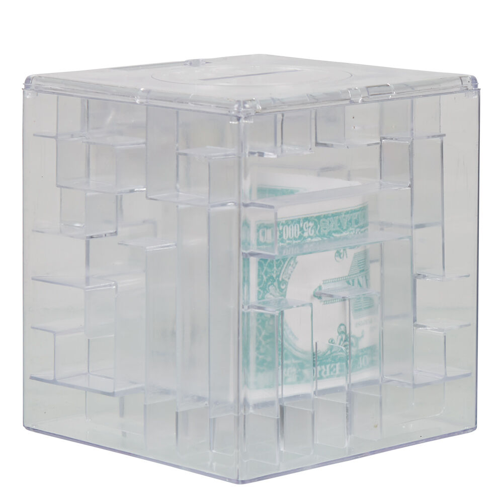 Tirelire design labyrinthe transparente