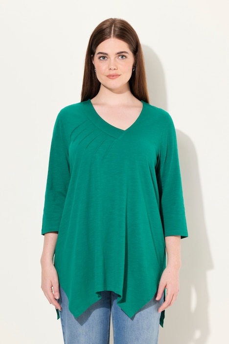 Shirt, A-Linie, V-Ausschnitt, 3/4-Arm, Biobaumwolle