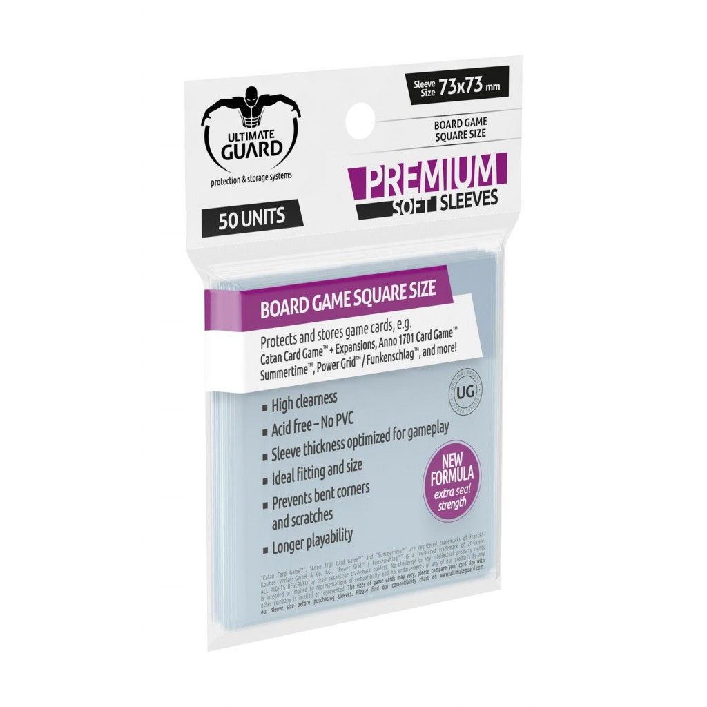 Ultimate Guard 50 pochettes Premium Sleeves jeux de plateau au format carré