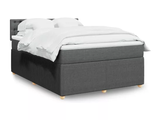 Sommier à lattes de lit avec matelas Gris foncé 160x200cm Tissu