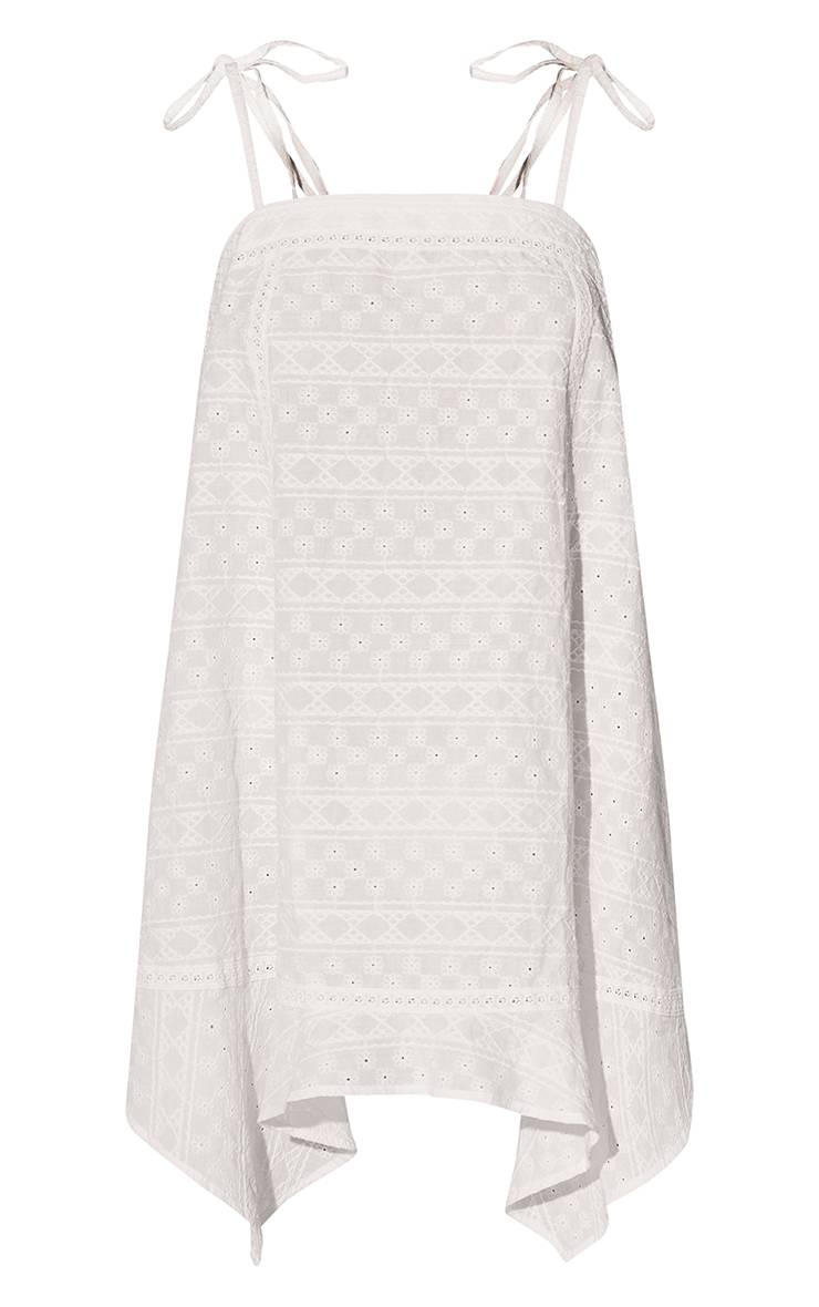 Blanc Robe De Plage Trapèze Broderie Anglaise