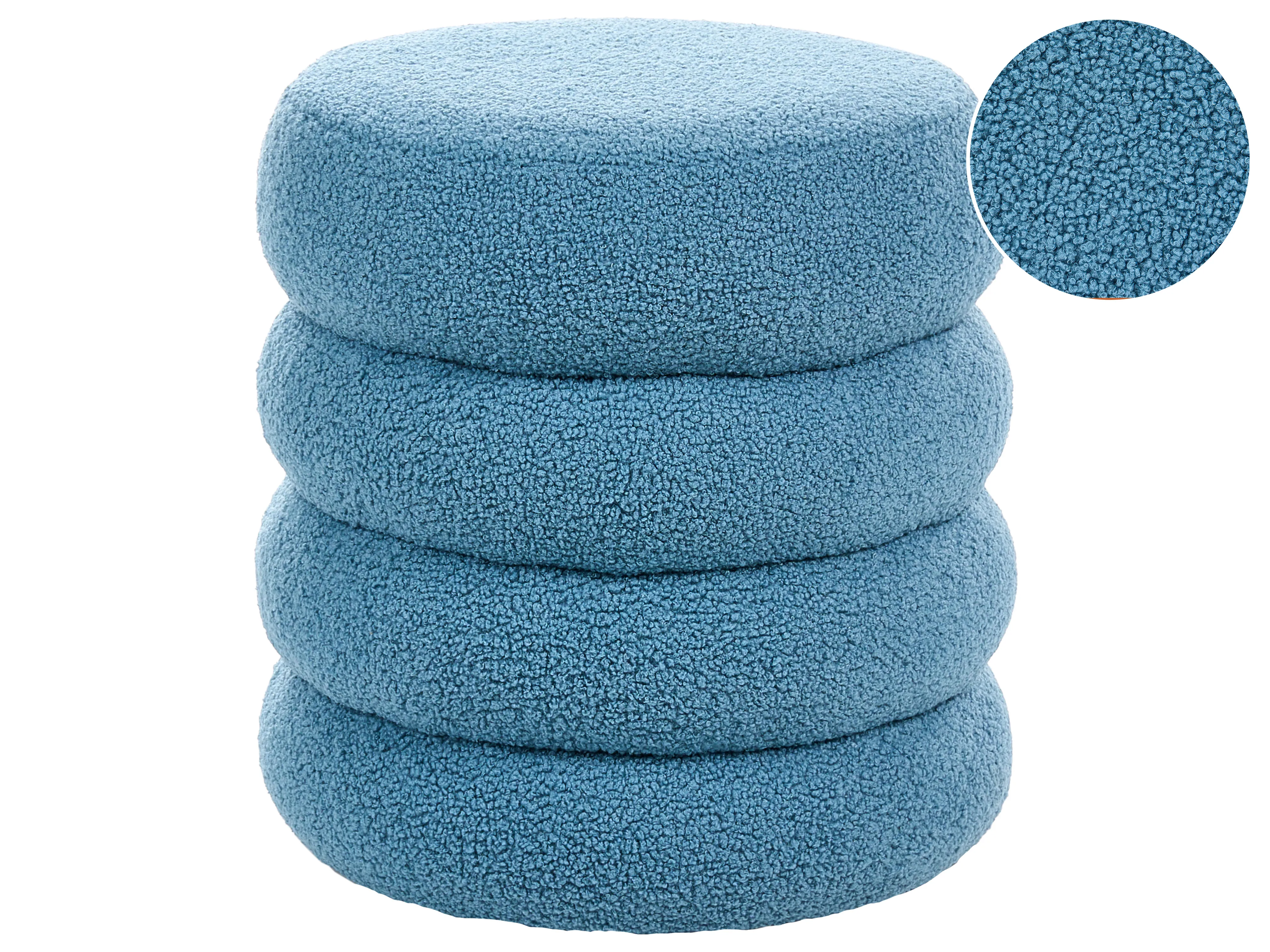 Poef SUMPTER Bouclé Blauw